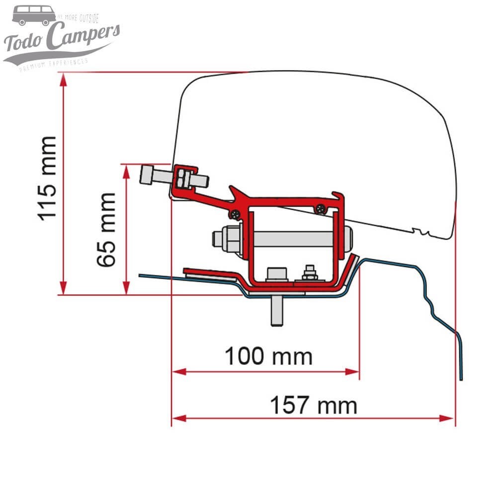 Suporte Toldo Fiamma F40 Van 270 - Trafic, Vivaro, Talento e NV300 desde 2015 Modelo Curto