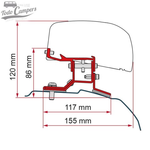 Soporte para toldo Fiamma F40 Van 270 - Ford Custom 2013-2023 Batalla Corta