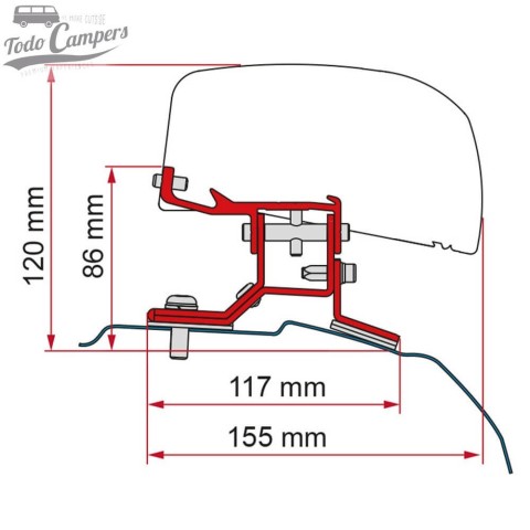 Soporte para toldo Fiamma F40 Van 270 - Ford Custom 2013-2023 Batalla Larga