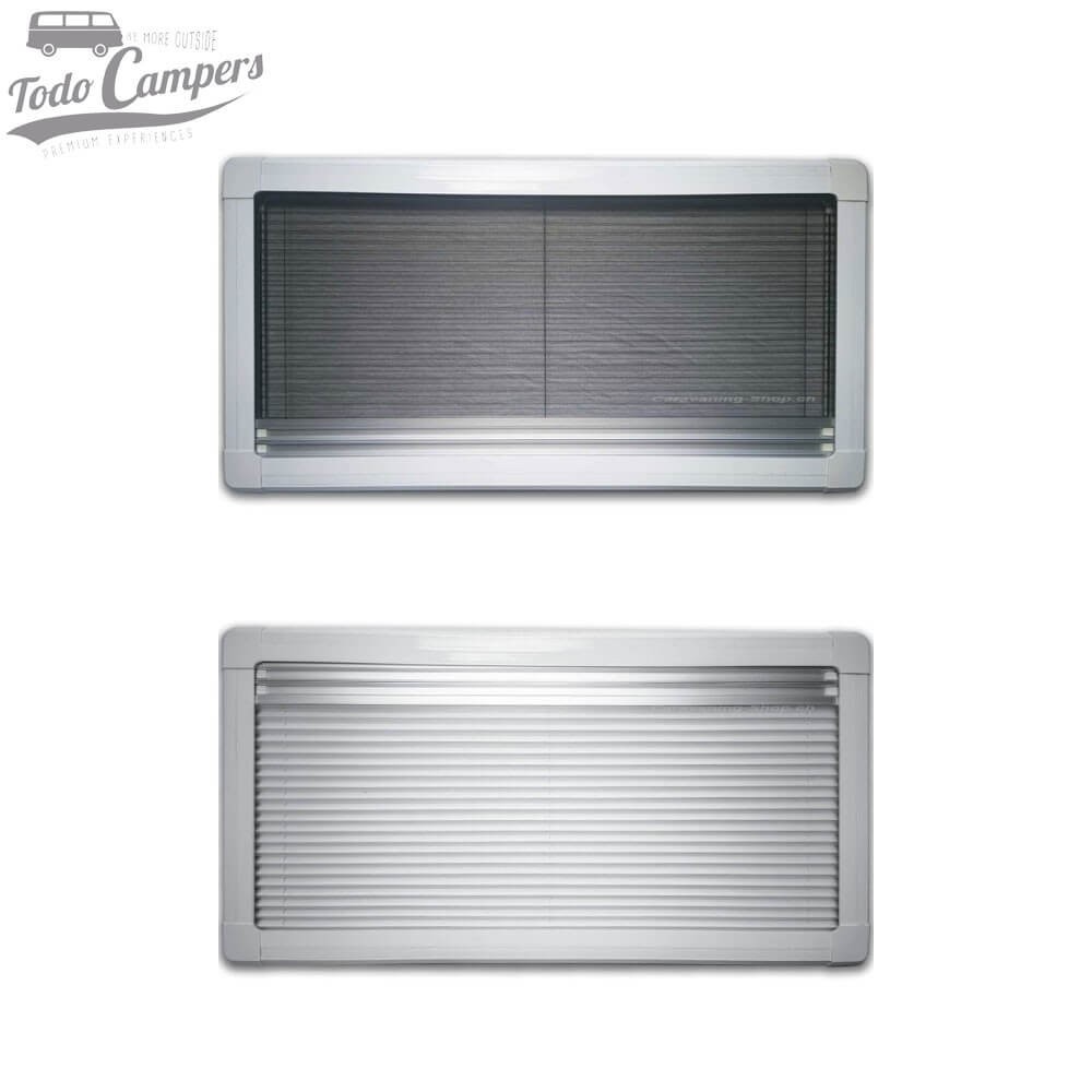 Store RW Style con doble tambor oscurecedor plisado y mosquitera