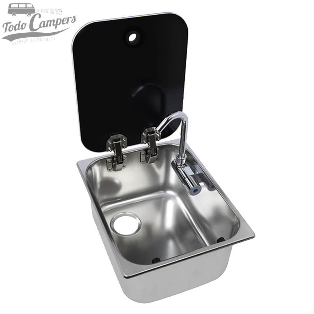 Fregadero con tapa de cristal y grifo Carbest