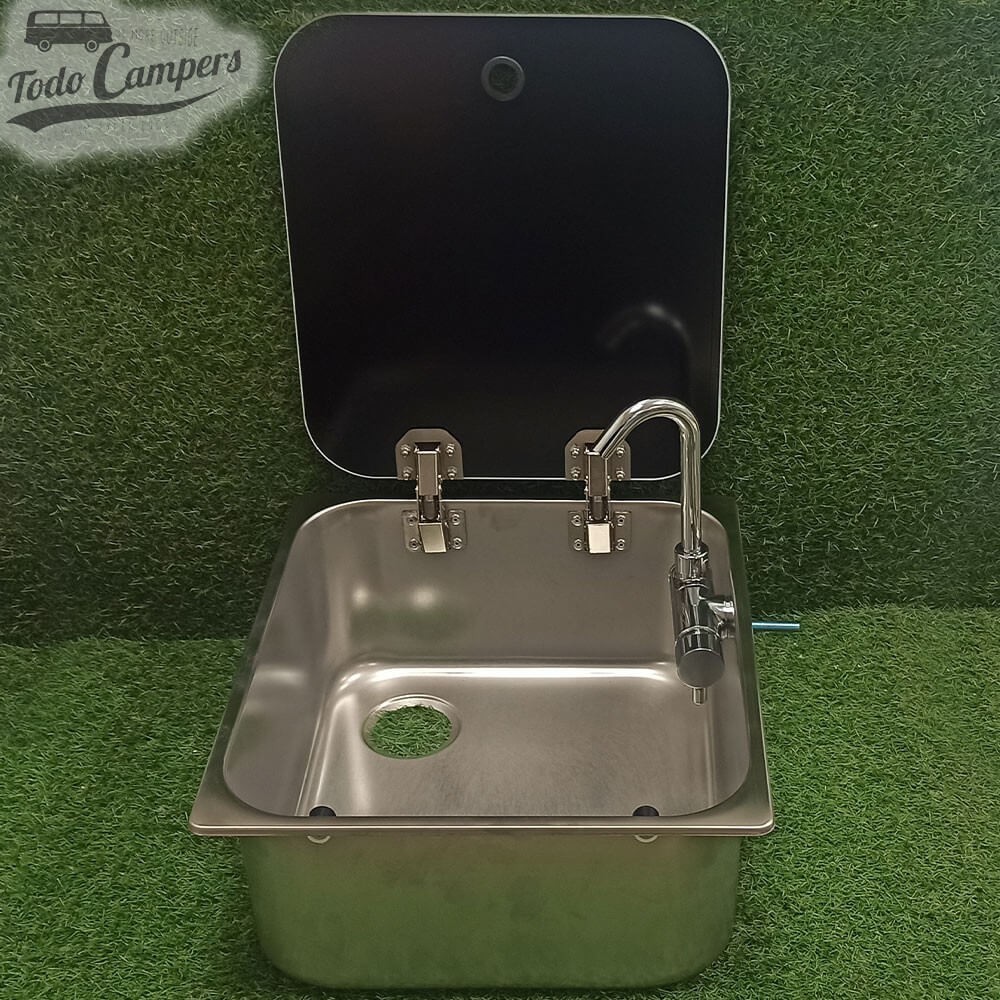 Fregadero con tapa de cristal y grifo Carbest