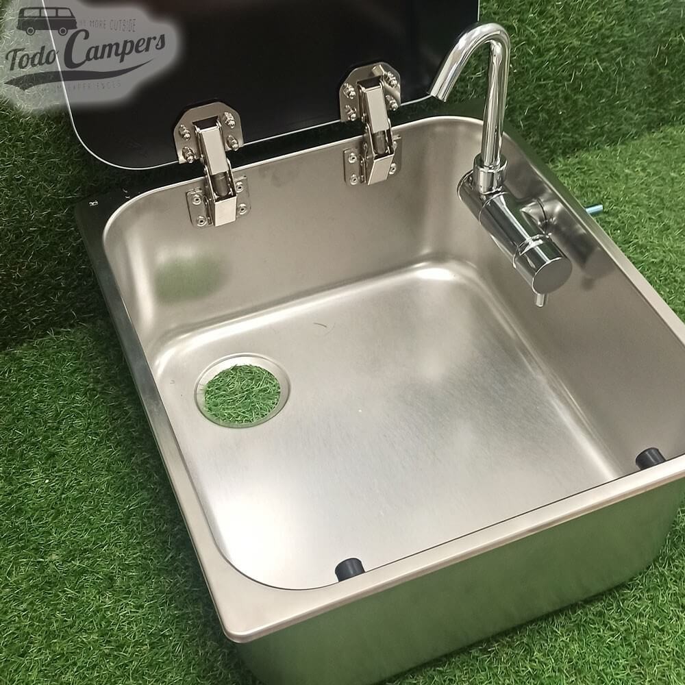 cubeta rectangular del Fregadero con tapa de cristal y grifo Carbest