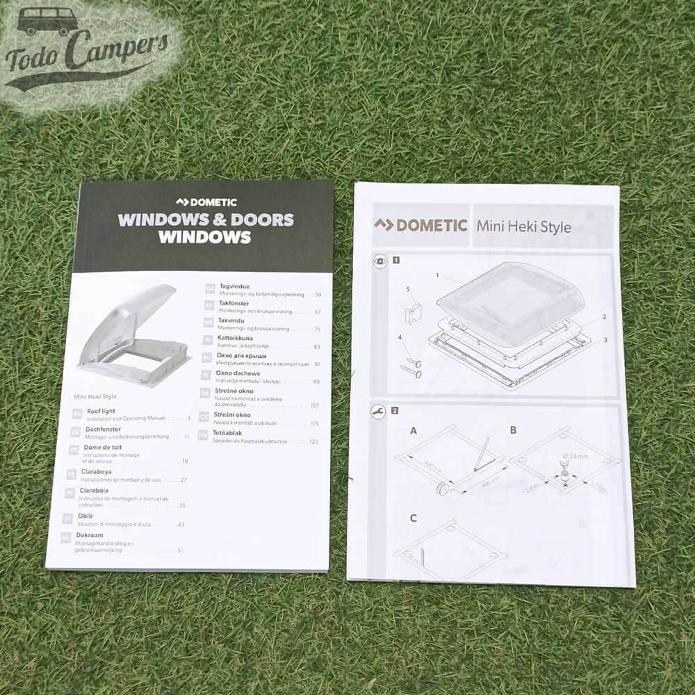 Instrucciones de la Claraboya Dometic Mini Heki Style de 40x40