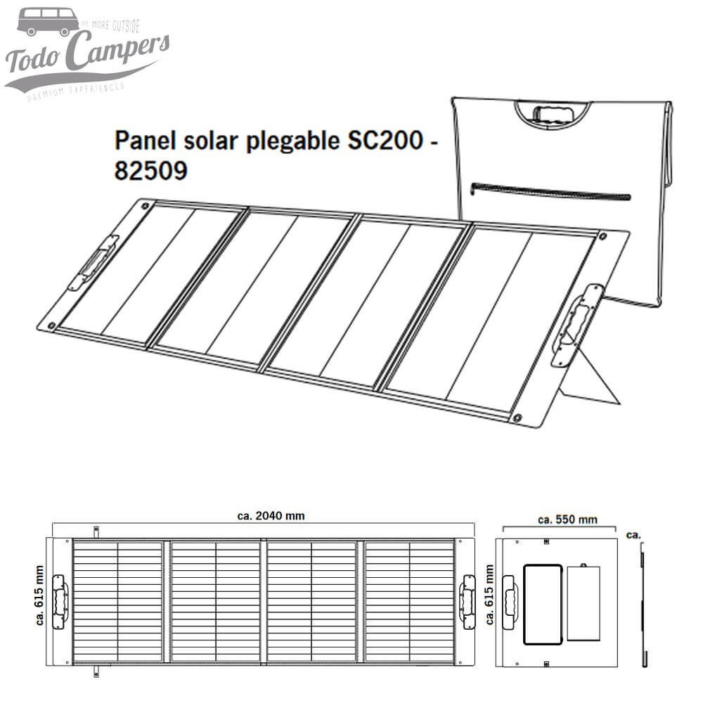 Medidas de la placa solar SC200