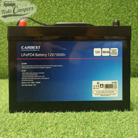 Batería de litio LiFePo4 Carbest de 100 Ah