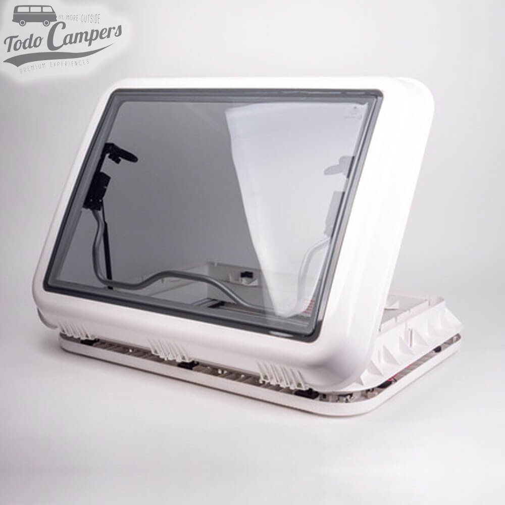 Claraboya Carbest con LED y cúpula blanca y cristal de 70x50 cm