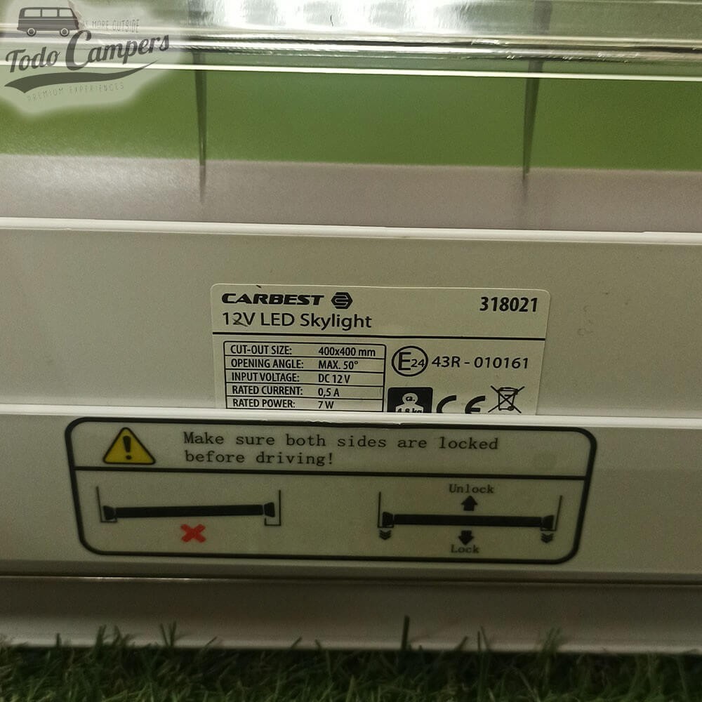 contraseña de homologación de la Claraboya Carbest 40x40