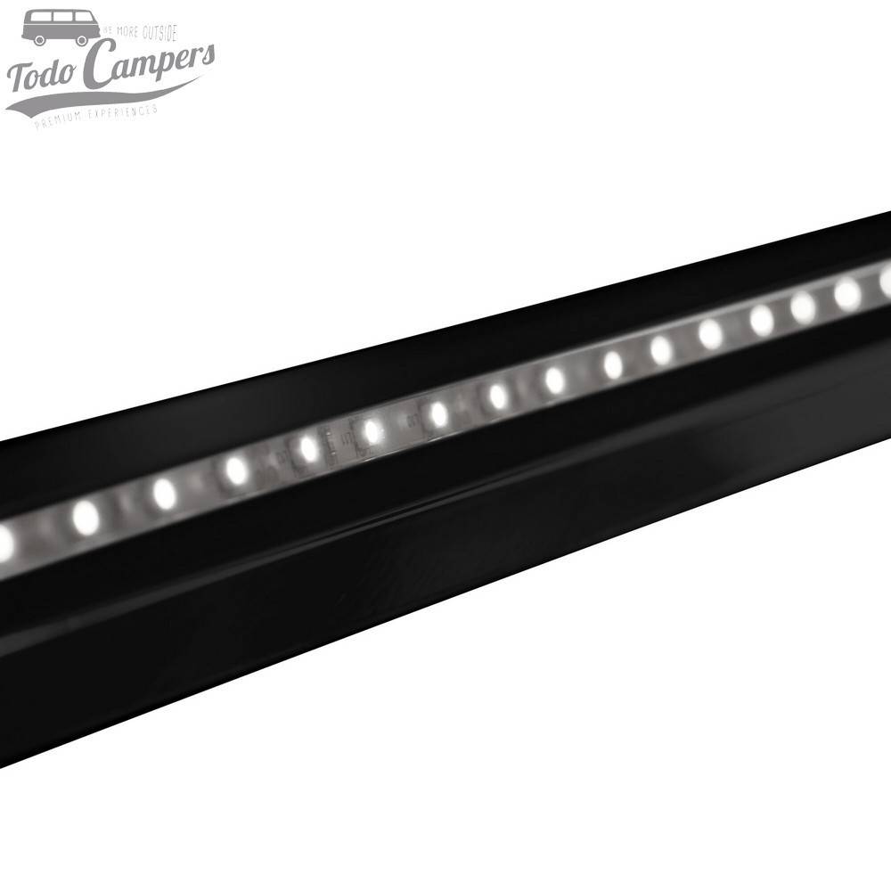 Canalón de lluvia iluminado (tecnología LED) de color negro