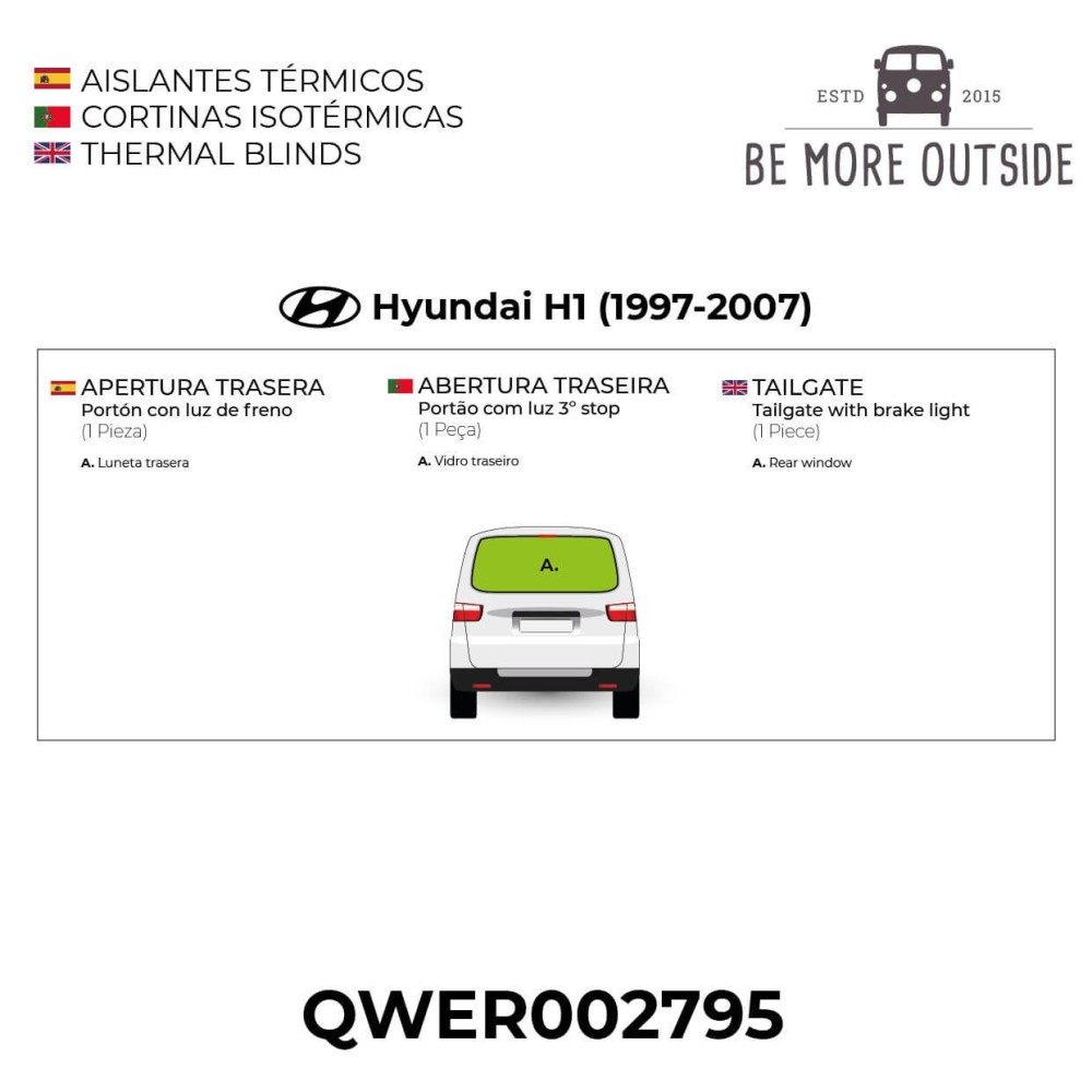 Aislantes térmicos para el portón trasero de Hyundai H1 1997-2007 - Con luz de freno