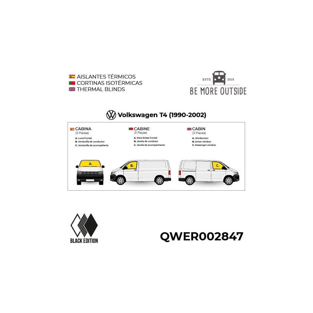 Hoja multi-idioma de los aislantes de cabina de T4.