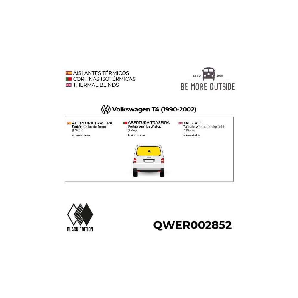 Aislantes para portón trasero de T4 sin luz de freno