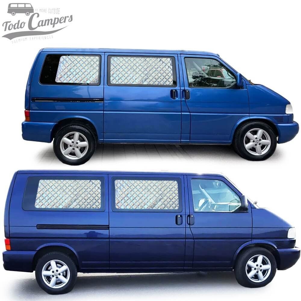 Aislantes térmicos BLACK EDITION para las ventanas laterales de segunda y tercera fila de Volkswagen T4