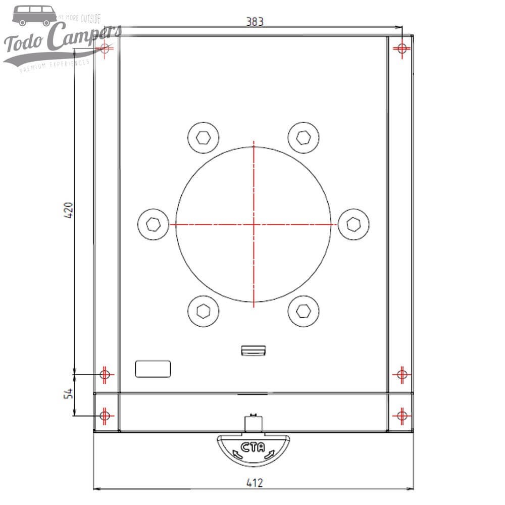 medidas de la base giratoria CTA para Master y NV400 2011-2023 y Movano 2011-2021