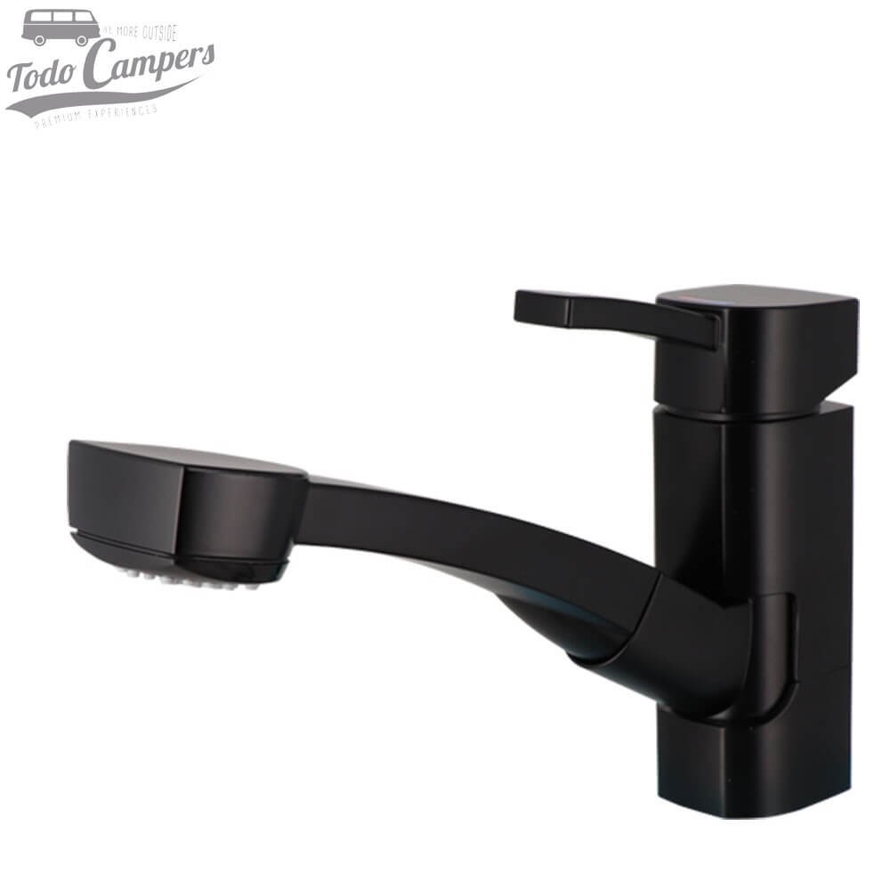 Grifo mezclador monomando giratorio con ducha Comet Capri Piccina - 170 mm - Negro satinado