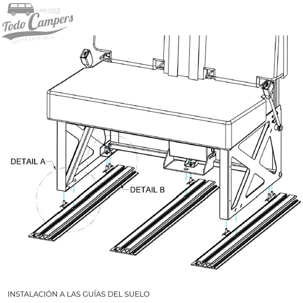 Fijación de la estructura OKB a las guías de suelo