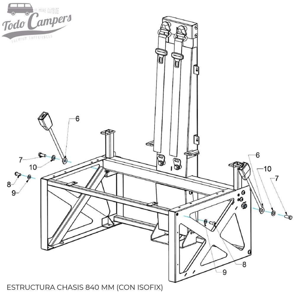 estructura con isofix OKB para añadir asientos de segunda fila a tu furgoneta