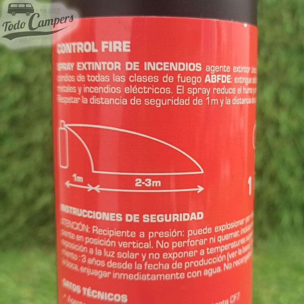 especificaciones técnicas del extintor Control Fire