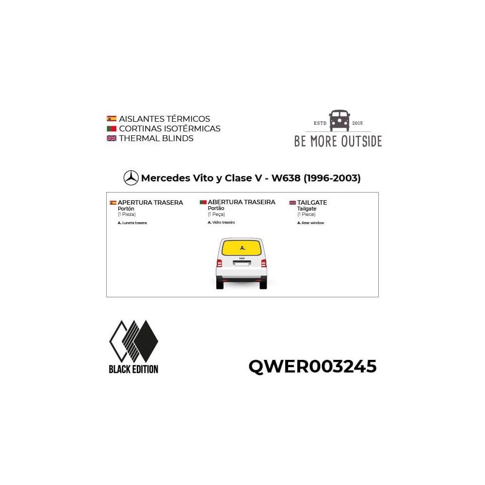 esquema de puertas traseras de Mercedes Vito 1996-2003