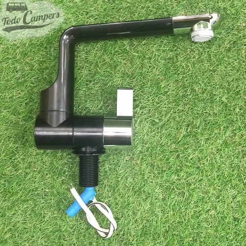 Grifo de agua fría giratorio y abatible 360º Comet Arona - Negro y cromo