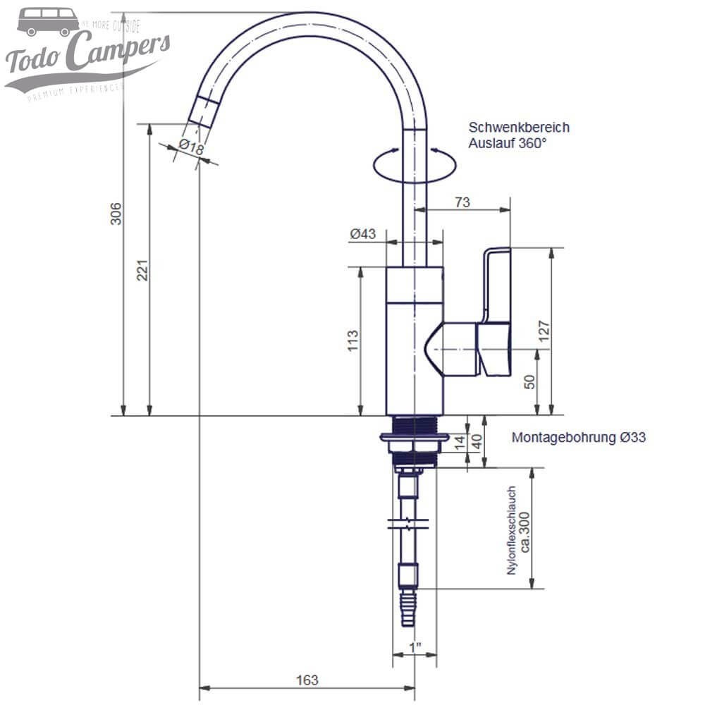 medidas del grifo Lucca de Comet