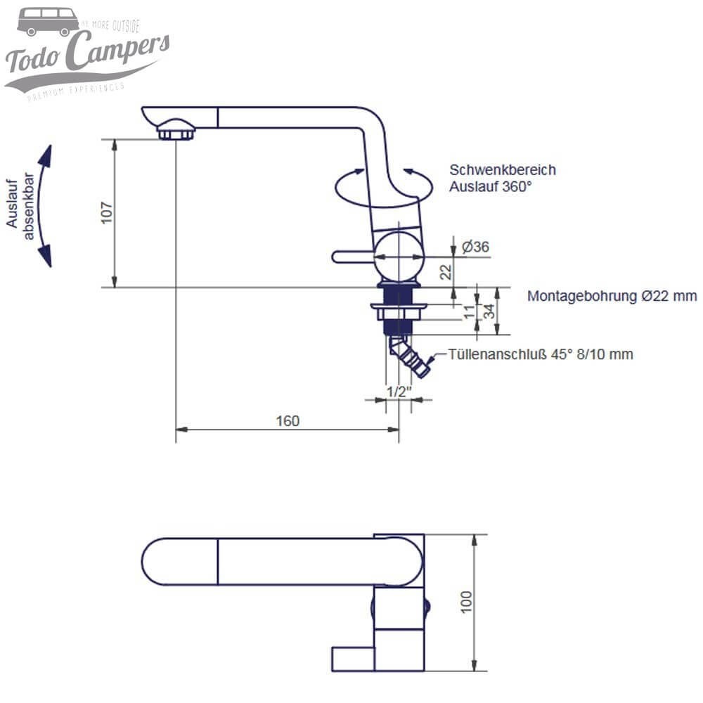 Medidas del grifo Arona grande