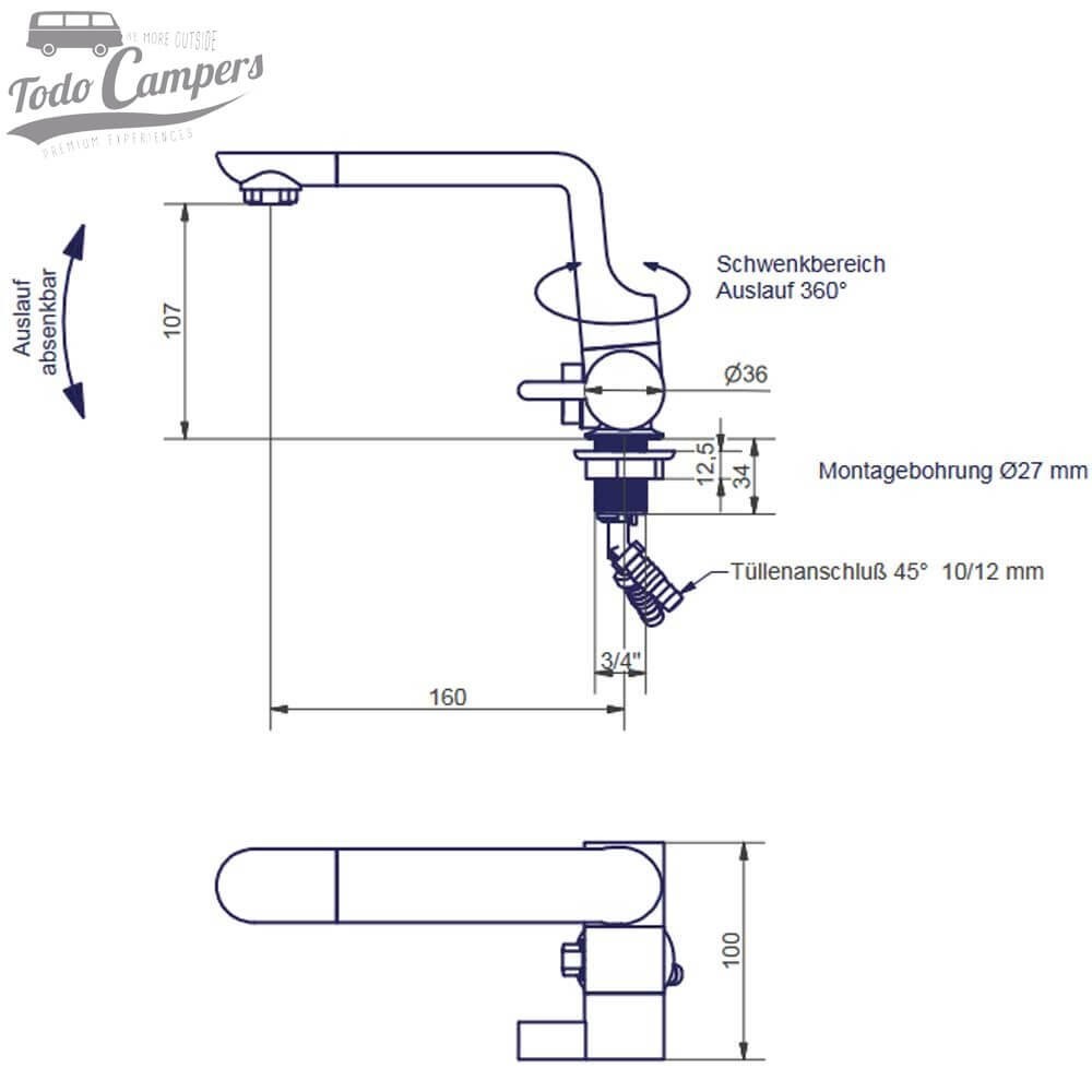 medidas torneira misturadora Comet Arona grande