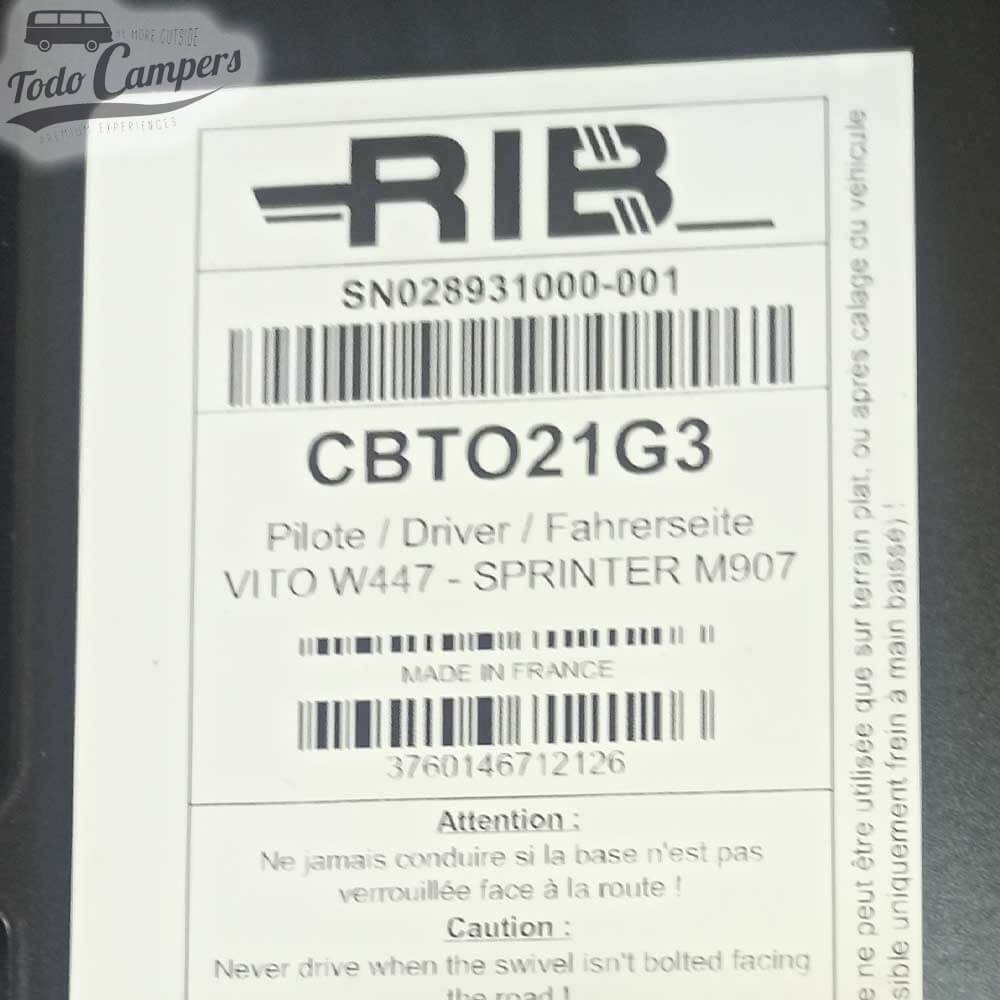 Pegatina para la homologación de la base giratoria