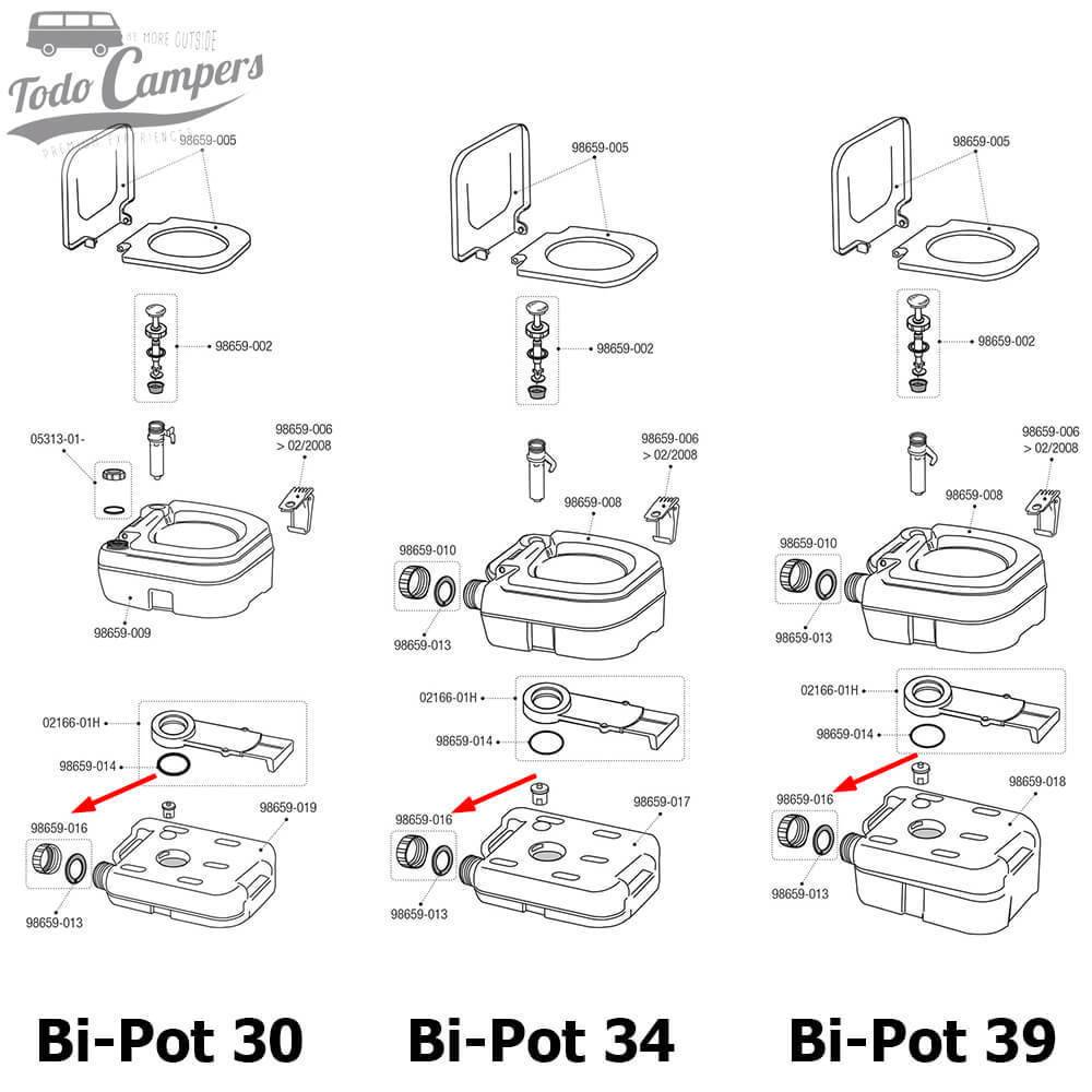 Tampa Azul + Junta de Borracha Bi-Pot (30, 34 e 39)