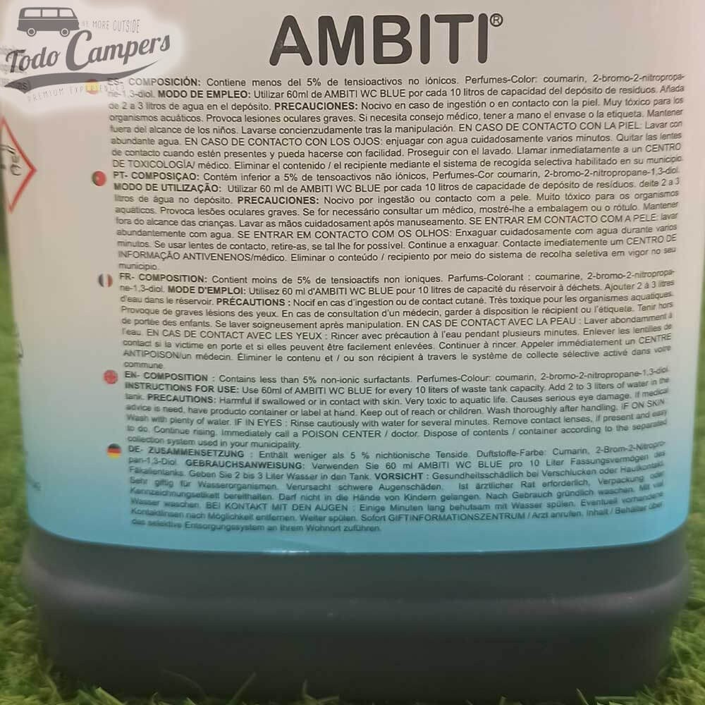 el Ambiti Blue de 2 Litros descompone y disuelve los residuos sólidos