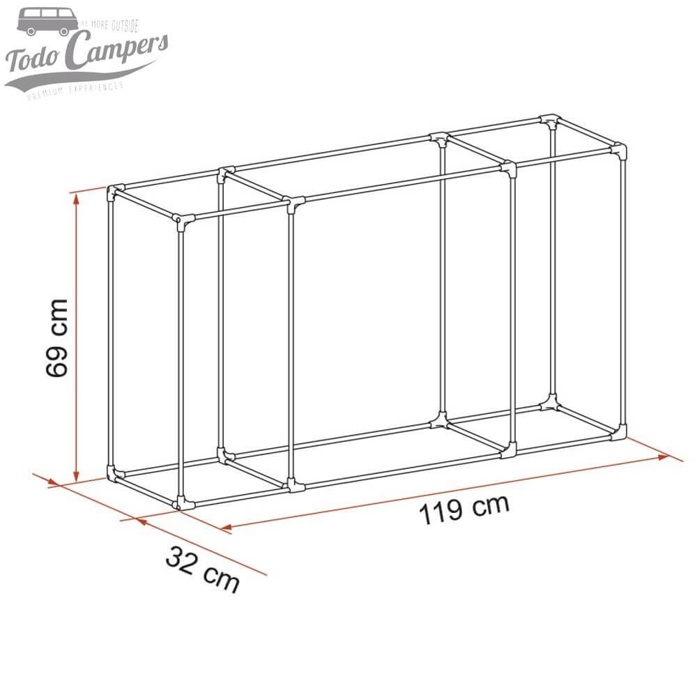 medidas do Kit Frame para a mala Fiamma Cargo Back