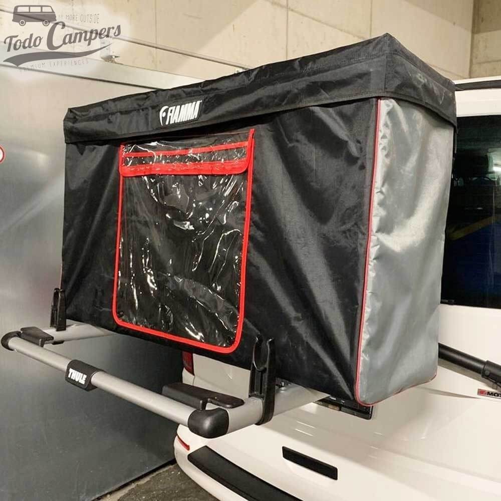 Fiamma Cargo Back instalado em suporte de bicicletas Thule