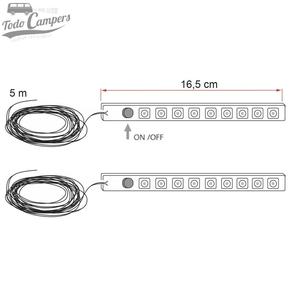 medidas Fiamma Awning LED 16,5 x 1,3 x 1,5 cm