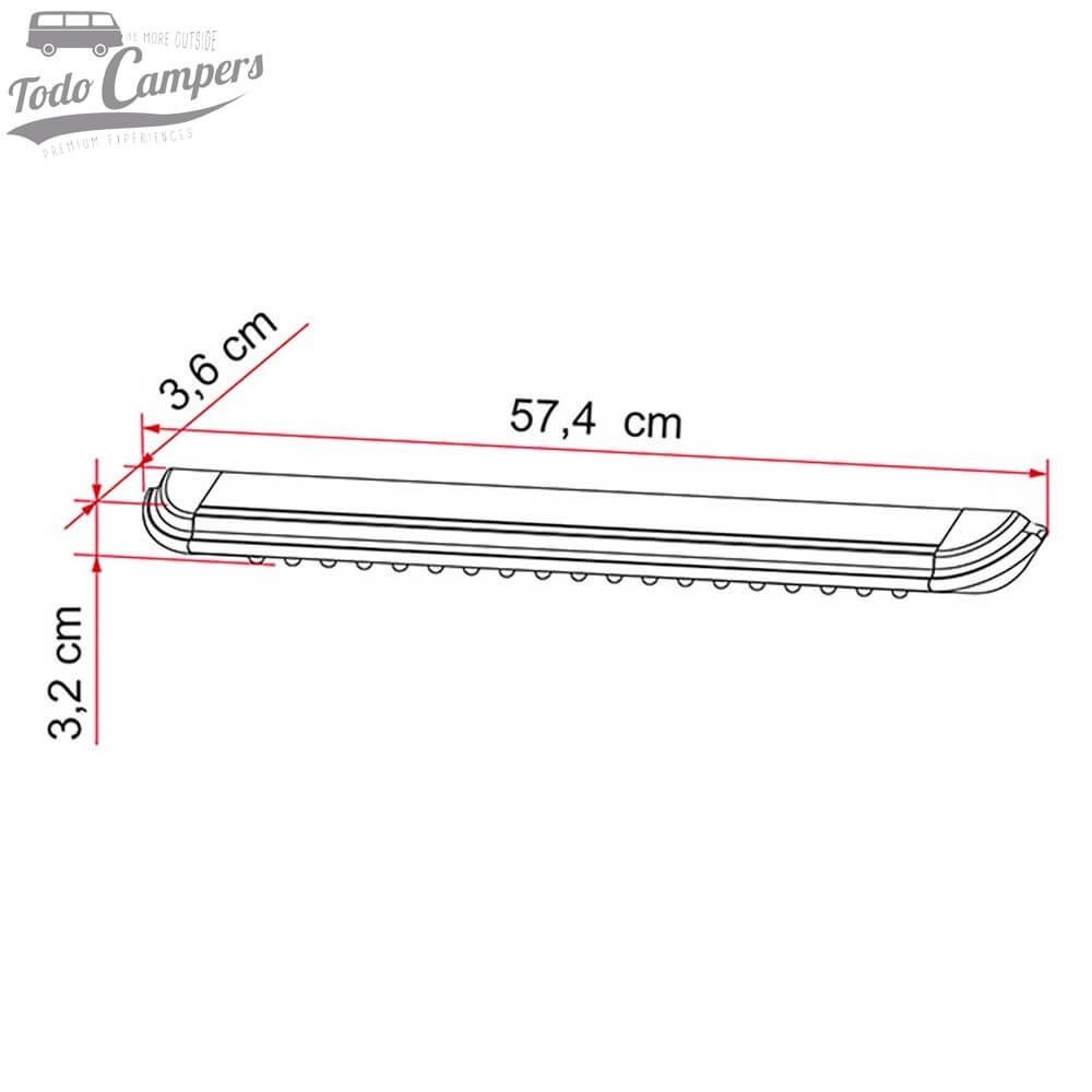 medidas del Luz Led Fiamma LED Awning Light para colocar en el armazón de toldos