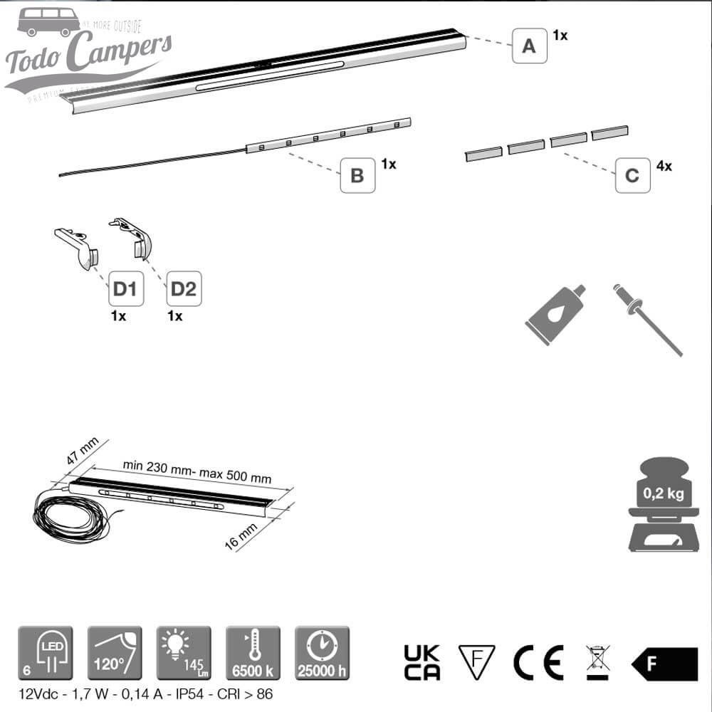 peças do Fiamma LED Step