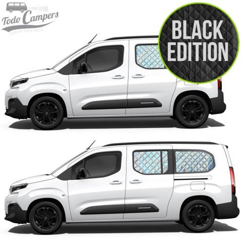Aislantes térmicos BLACK EDITION para Berlingo, Partner, Rifter, Combo, ProAce City y Doblò - Habitáculo (ventanas laterales)