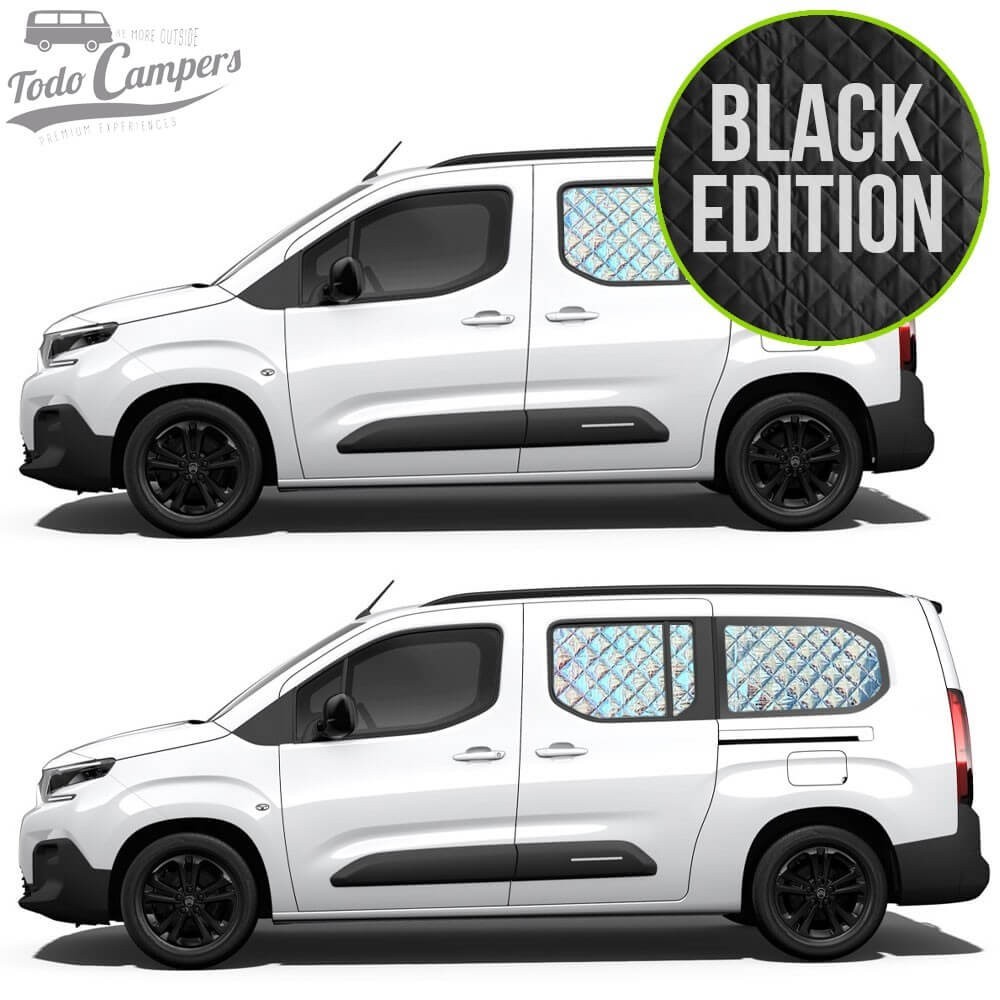 Aislantes térmicos BLACK EDITION para Berlingo, Partner, Rifter, Combo, ProAce City y Doblò - Habitáculo (ventanas laterales)