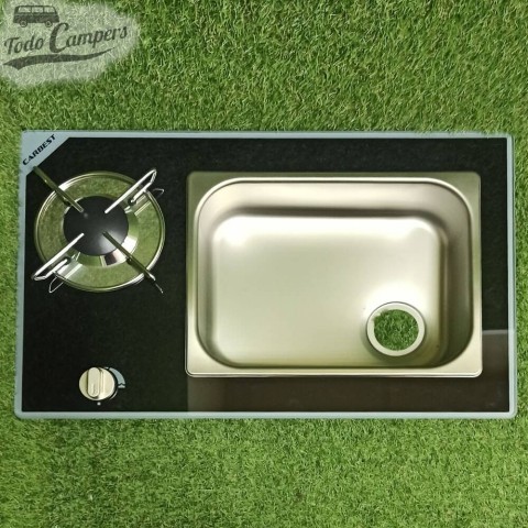 Fregadero-Cocina de cristal Carbest - 1 quemador