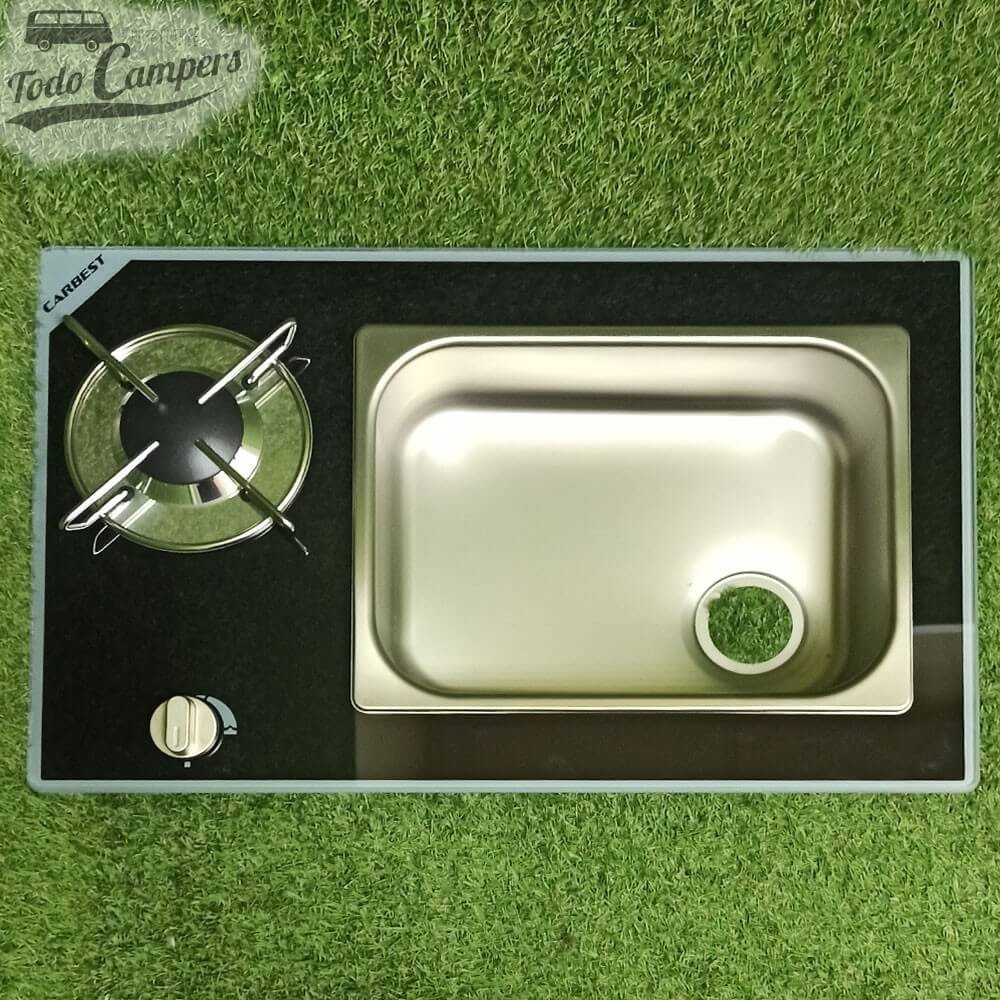 Fregadero-Cocina de cristal Carbest - 1 quemador