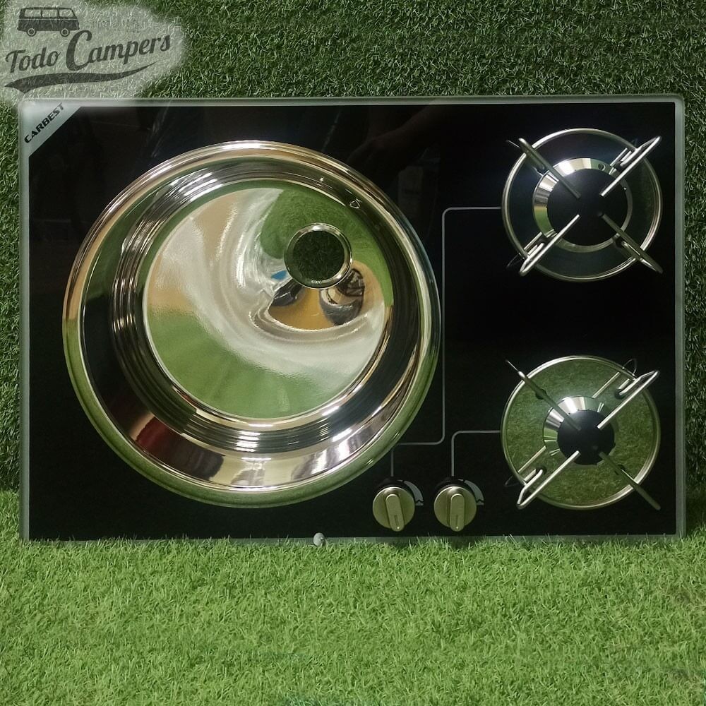 Fregadero-Cocina de cristal Carbest redondo - 2 quemadores