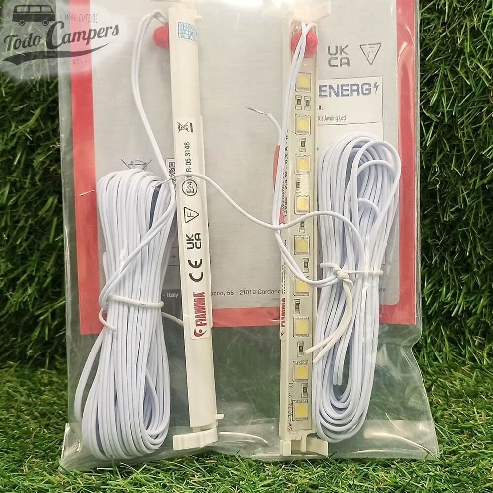 Pack de 2 tiras de 9 LED cada una con 5 metros de cable de 12 V