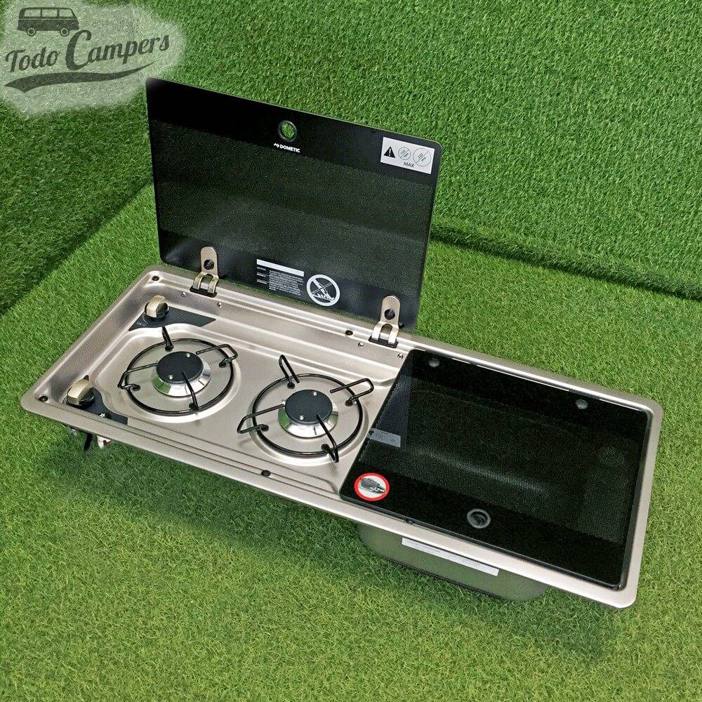 Lava-loiças + Fogão 2 bicos MO9722R com tampas individuais