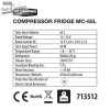 ficha técnica de la nevera Mc Camping MC-65L