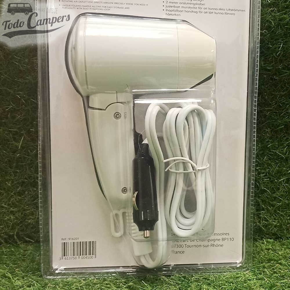 Secador de viaje compacto y plegable a 12 V.