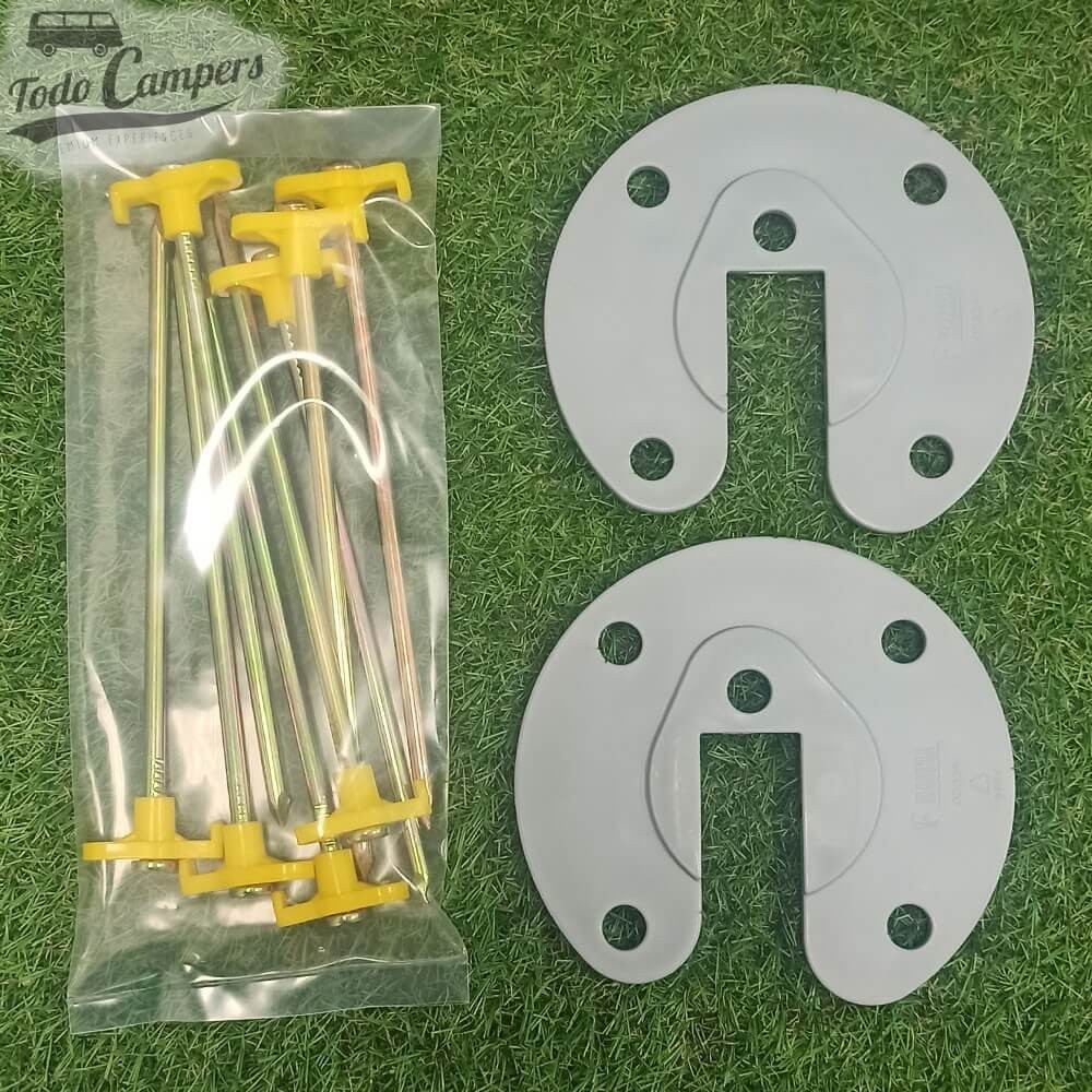 Placas e estacas Fiamma Kit Awning Plate para toldos Fiamma e Omnistore Thule