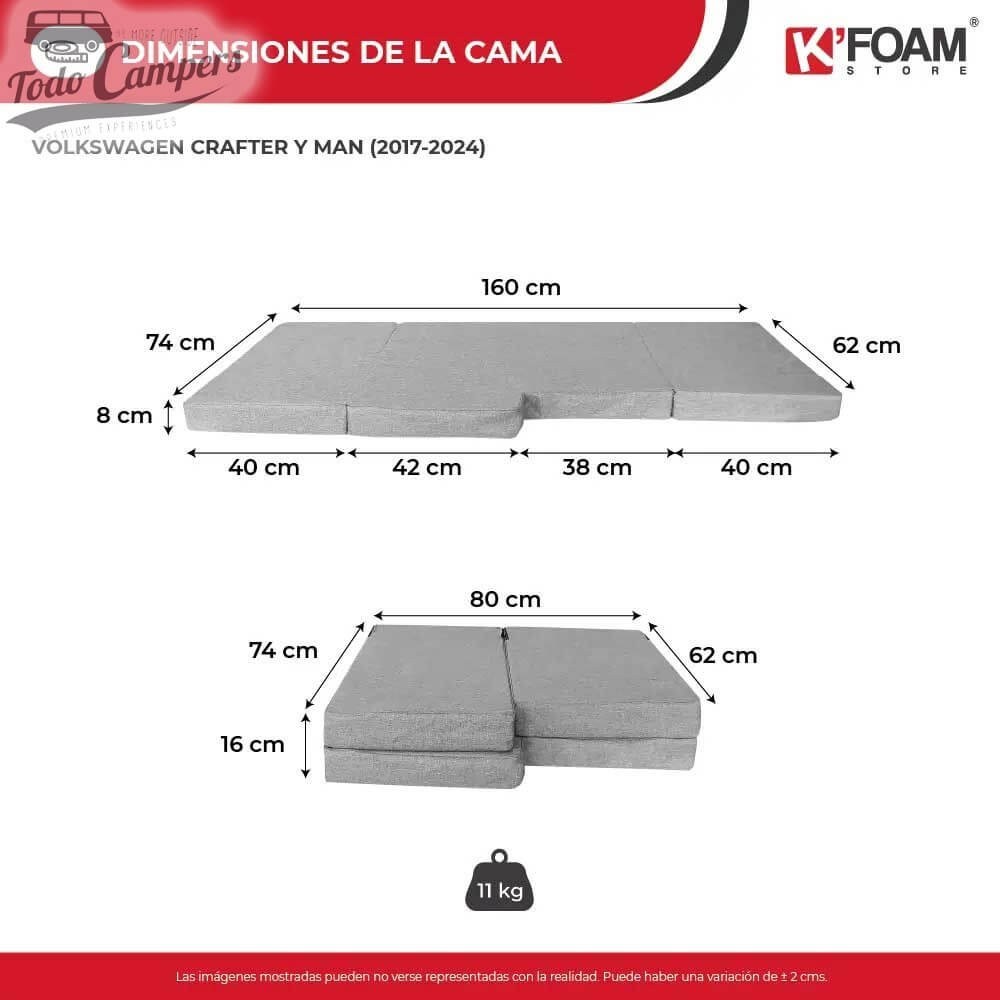 medidas de la cama para  Crafter y MAN