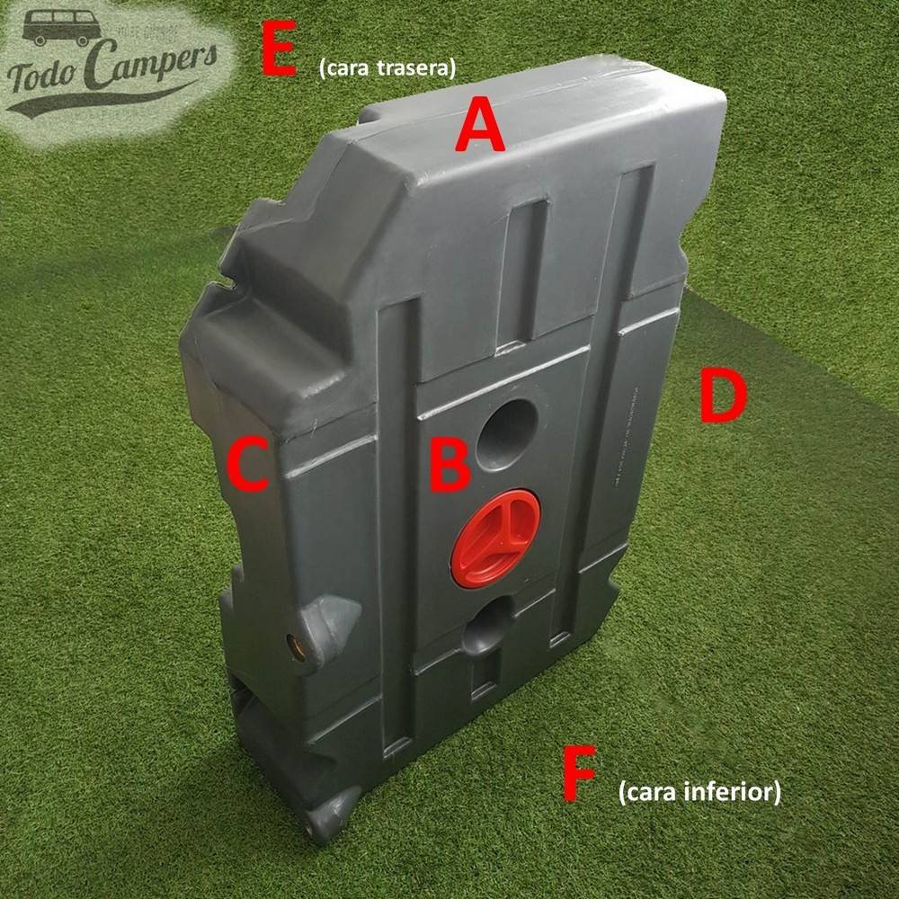 Faces Depósito de água especial Volkswagen T4 - 75L. Depósito de águas limpas e cinzentas para a sua carrinha