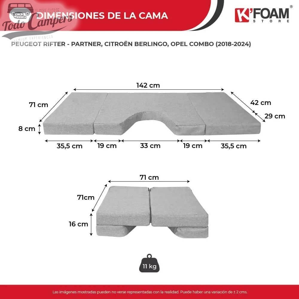 Medidas de la cama camper de K9