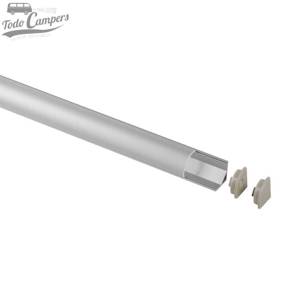 Perfil de aluminio en ángulo 90º con tapa para iluminación LED - 1,5 metros