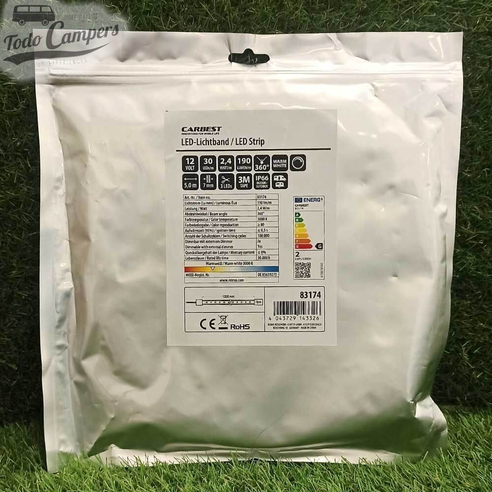 Tira LED de 12v color Blanco Cálido Carbest ref. 83174